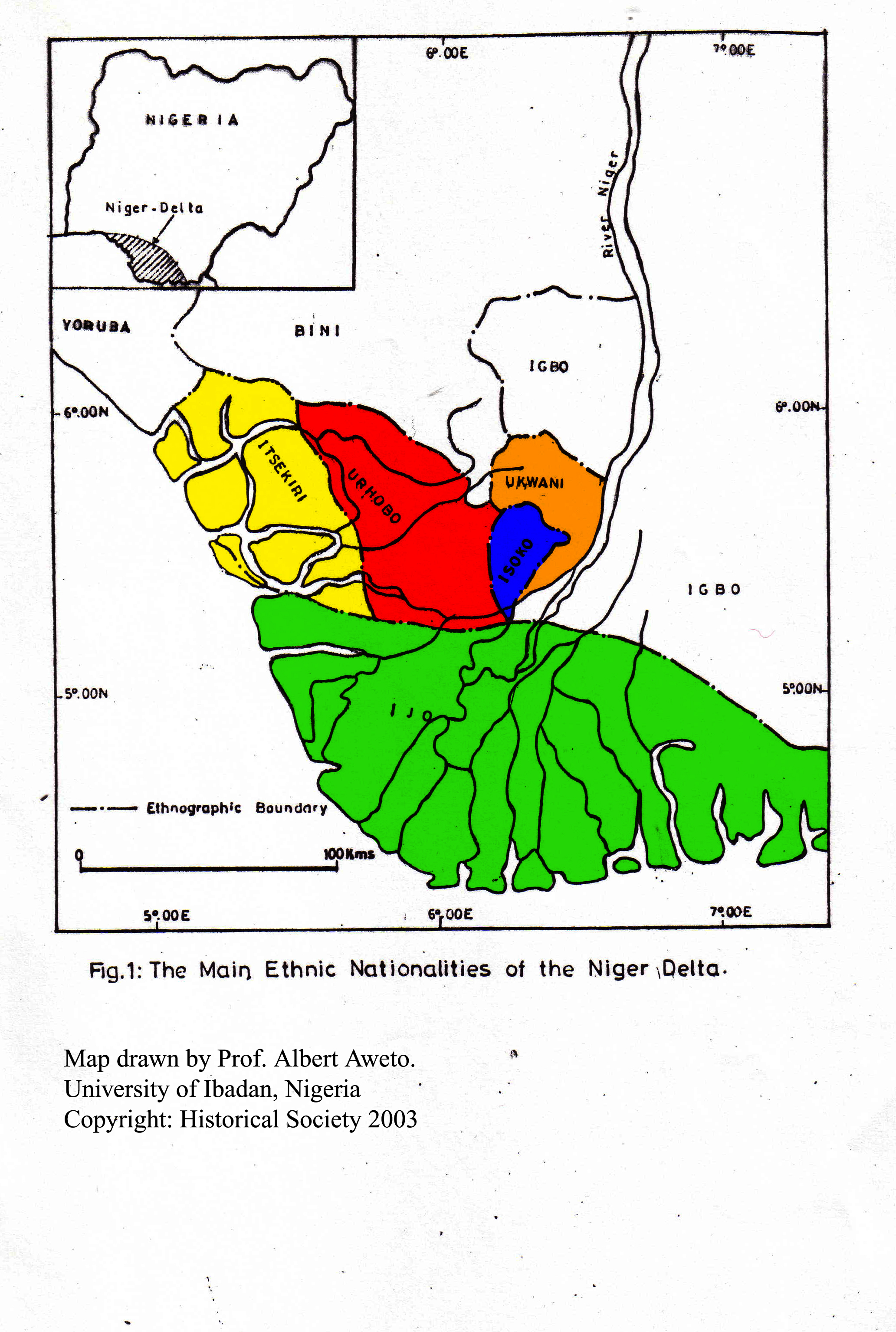 A Map Showing the Territories of the Main Ethnic Nationalities of the Niger Delta